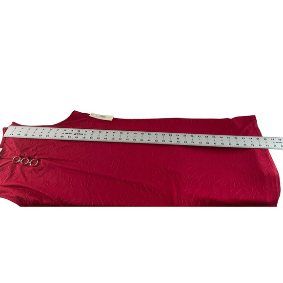 Tash + Sophie Women's Large Red Dress Sleeveless Embossed A-Line Made in USA New - Picture 6 of 11